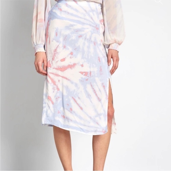 ModCloth Reverie So Often Midi Skirt Women’s Sz 2x Slit Tie Dye Boho Lightweight - Picture 1 of 8